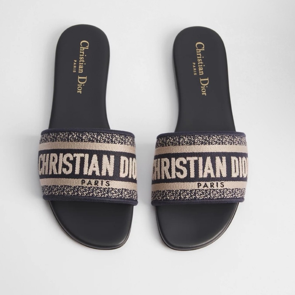 Christian Dior Black and Tan Slides